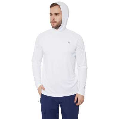FHM Mark UV Protection Fishing Hoodie marškinėliai su gobtuvu White