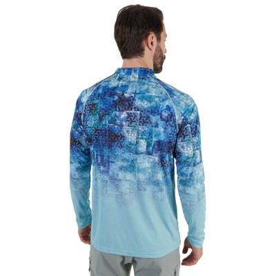 FHM Mark EVO V2 UV Protection Fishing Shirt marškinėliai, Print Blue,