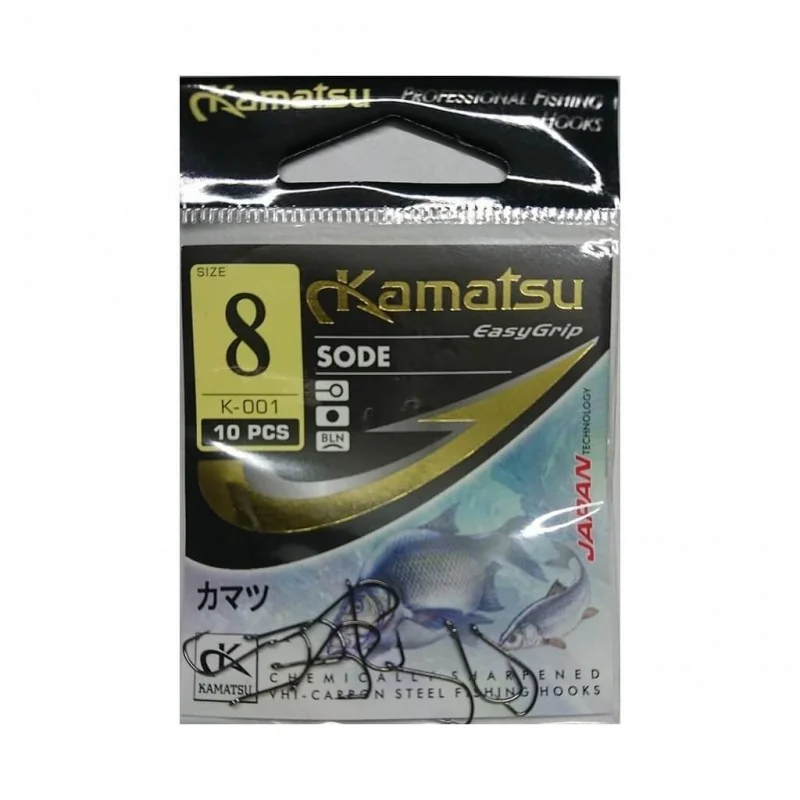 Kamatsu Sode hooks with eyelet black, 10pcs Kamatsu - 1