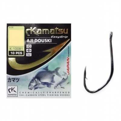 Kamatsu AJI DOUSKI hooks with eyelet, Black, 10pcs