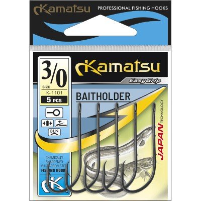 Крючки Kamatsu Baitholder с бугорками, черные 4шт Kamatsu - 1