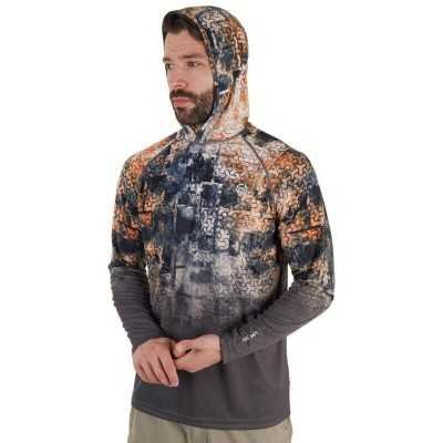 FHM Mark V2 UV Protection Fishing Hoodie marškinėliai su gobtuvu Print Orange/Grey,