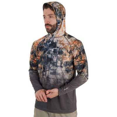 FHM Mark V2 UV Protection Fishing Hoodie marškinėliai su gobtuvu Print Orange/Grey