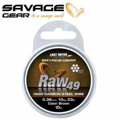 Трос Savage Gear SG Raw49 0,36 мм 11 кг без покрытия коричневый 10 м