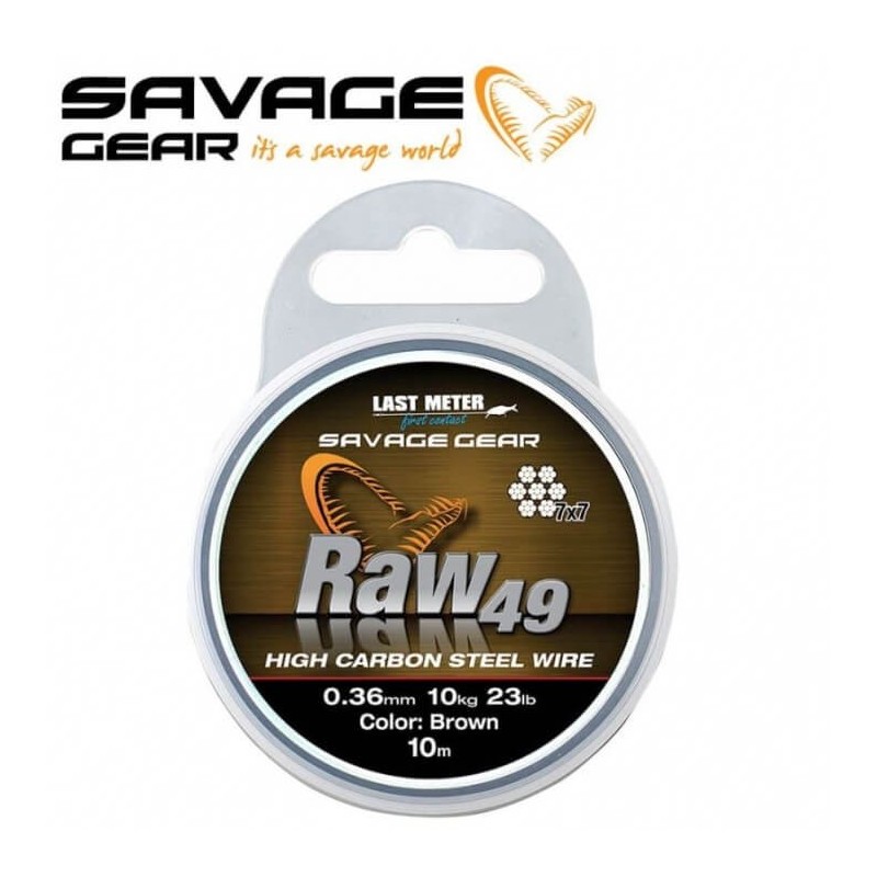 Трос Savage Gear SG Raw49 0,36 мм 11 кг без покрытия коричневый 10 м Savage Gear - 1