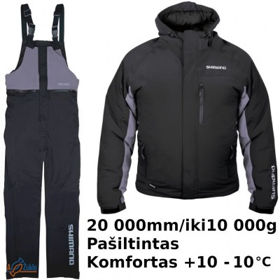 Shimano Wear Rain pašiltintas kostiumas +10 -10°C, juodas 20 000 / 10 000