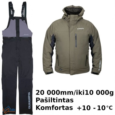 Shimano Wear Rain pašiltintas kostiumas +10 -10°C, Chaki / juodas 20 000 / 10 000