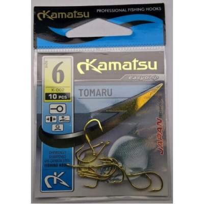 Kabliukai seliavoms Kamatsu Tomaru su kilpute, auksiniai 10vnt