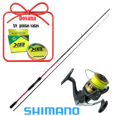 SHIMANO spiningošanas komplekts: Sienna Sensitive 1,91 m 1–10 g + Shimano FX2500 + Pintas aukla X8